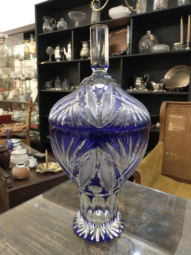 Antigua Ponchera De Cristal Tallado Muy Grande 48 Cm