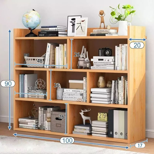 Estantería Librero Mueble Organizador Multiuso Con 3 Repisas Roble