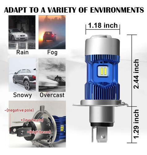 Imagen 6 de 7 de Dzg H4 De La Motocicleta Led Faro Del Bulbo 9003 Hb2 Hs1 P43