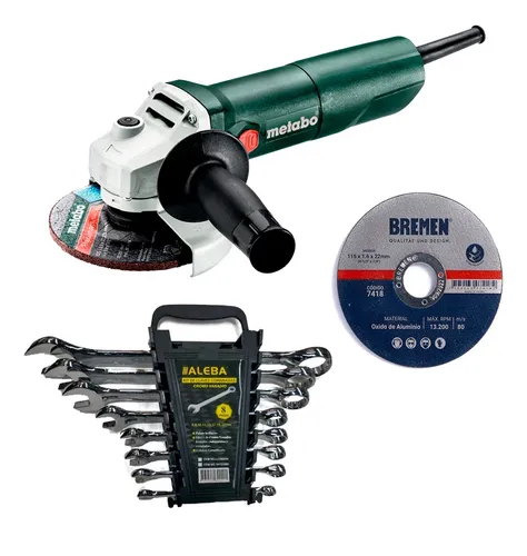 Combo Amoladora Metabo + Juego Llave Combinada Aleba+ Discos