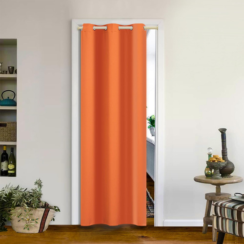 Mysky Home Cortinas De Puerta De Color Naranja Quemado Para 