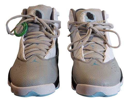 Tenis Air Jordan Two 3, Detalles De Piel Color Gris Y Azul