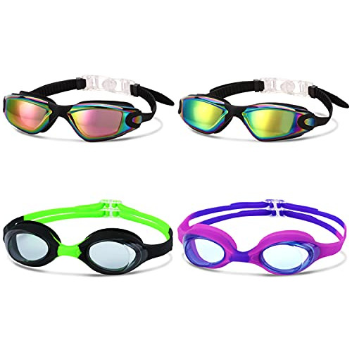 Romoc 4 Pack Kids Swim Goggles Edades 6-14 Protección G2fxe