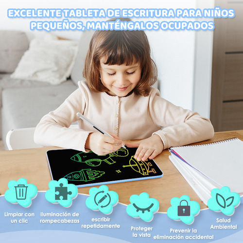 16 Pizarra Mágica Lcd Niño Tablet Dibujo Bolígrafo Magnético Color Azul