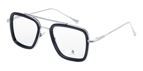 Gafas Lentes Luz Azul Tony Stark Carezza Con Estuche Tarjeta Color Plateado