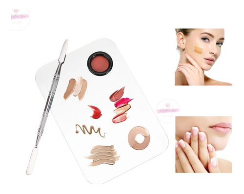 Paleta Mezcladora + Espátula Para Manicura Y Maquillaje