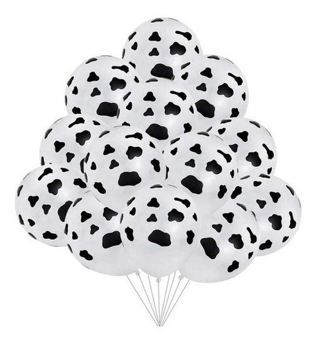 Imagen 1 de 2 de Pakete 20 Globos Latex Aperlado D Manchas D Vaca 10pulgadas