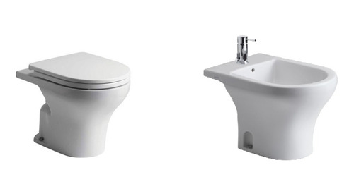 Juego De Baño Ferrum Veneto Inodoro Corto Bidet Tapa Suave