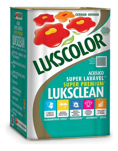Tinta Acr Premium Ultra Lavavel Luksclean 18l Acetina Branco