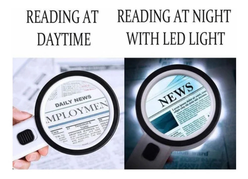 Lupa 10x Con 12 Luz Para Lectura/joyería/relojería 90mm