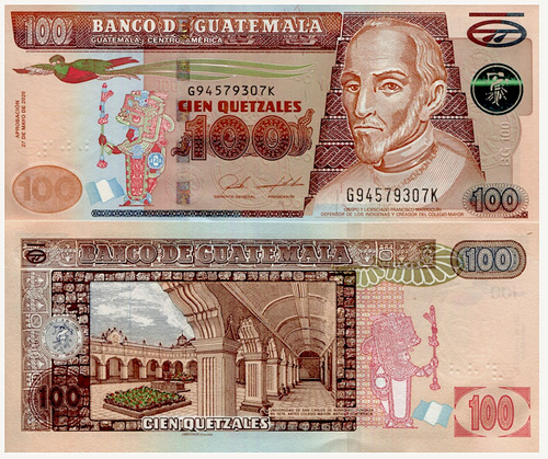 Billete De Guatemala 100 Quetzales, Nuevo Sin Circular, 2021