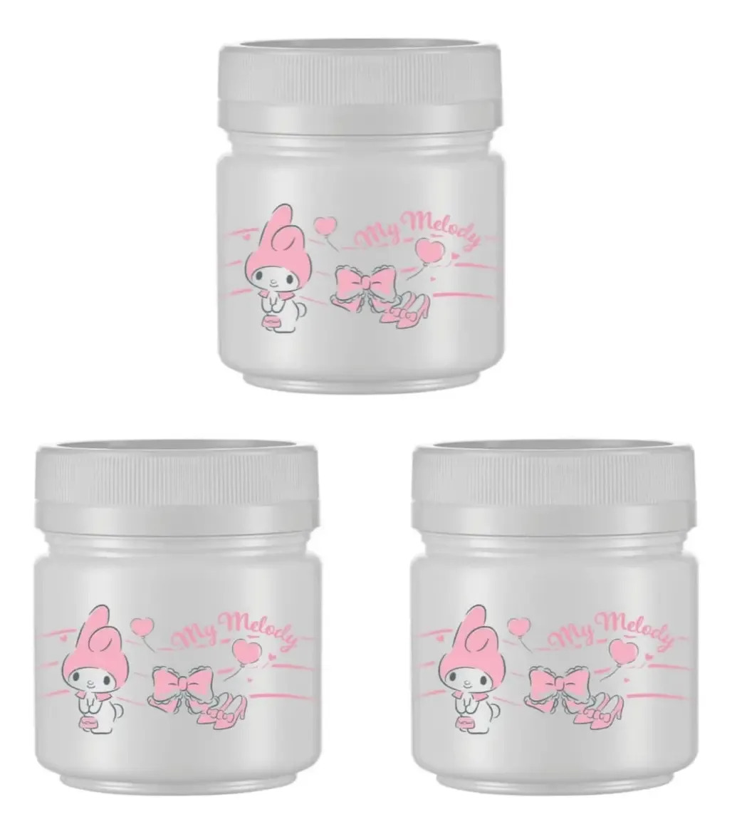 Kit 3 Mini Potes Hello Kitty E Turma 150ml Plástico Bpa Free Cor Kit My Melody