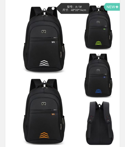 Mochila Escolar Generic Noctecbok 30l Negro Con Líneas Azul Liso