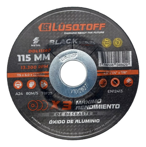 Pack X10 Disco De Desbaste 115 X 6.0 Lusqtoff Ddl11560 Color Negro