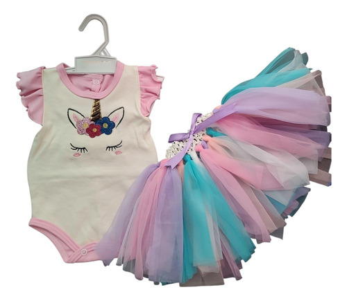 Conjunto Unicornio Pañalero + Tutu Cumpleaños 1 Año Bebe