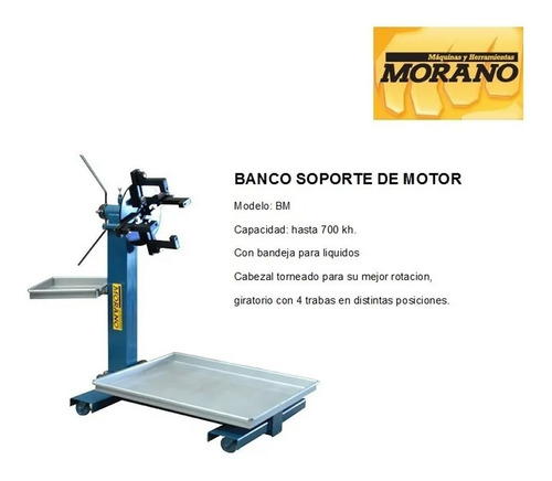 Banco Para Motor Desarmable 700 Kg Con Bandeja Morano Smg