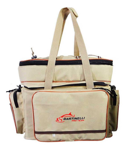 Imagem 2 de 10 de Bolsa De Pesca Martinelli Pro Team Gg Bege 1 Estojos Grátis