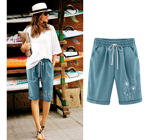 Mn Pantalones Cortos De Lino De Algodón De Talla Grande Con