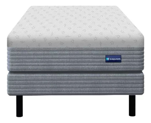 Sommier Y Colchón De Resorte 1 1/2 Plaza 90cm X 190cm Freestyle La Espumería Color Gris Claro