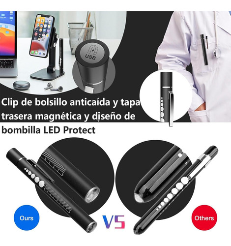 + 2 Pcs Linterna Led Recargable Médica Portátil Reutilizable