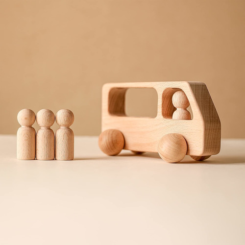 Juguetes Montessori 4 Figuras De Madera En El Autobús -  Bbb