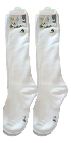 Calceta Escolar De 3-16 Años (100% Algodón) 12 Pares. Blanco Lizo 13-16 Años