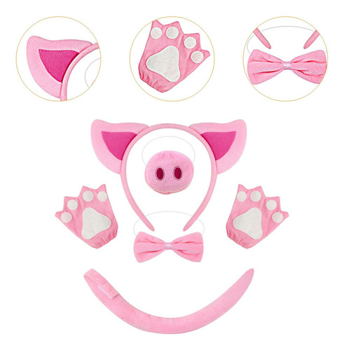 Pig Costume Set Accessories Dress Up For Party With Gloves