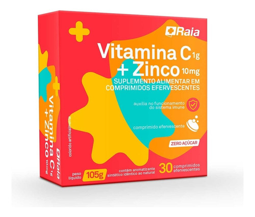 Raia Vitamina C + Zinco Com 30 Comprimidos Efervescentes