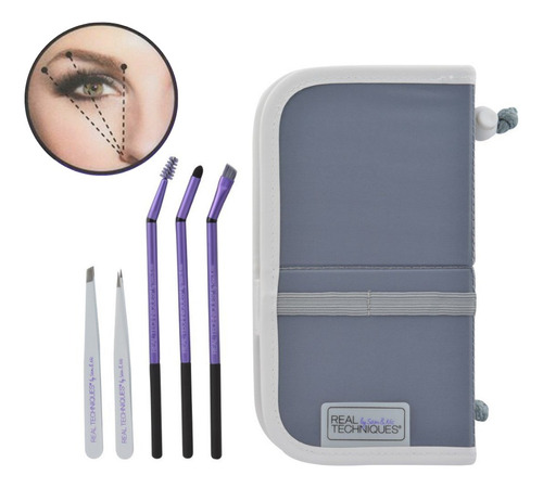 Set Para Cejas Pinzas Brochas  Y Estuche Real Technique Eye