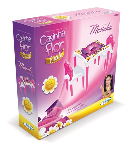 Imagem 3 de 6 de Mesinha Infantil Com 2 Cadeirinhas Casa Flor Xalingo