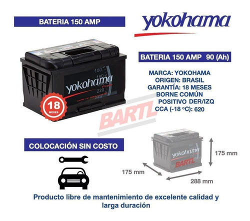 Bateria Yokohama 150 Amp Garantía 18 Meses
