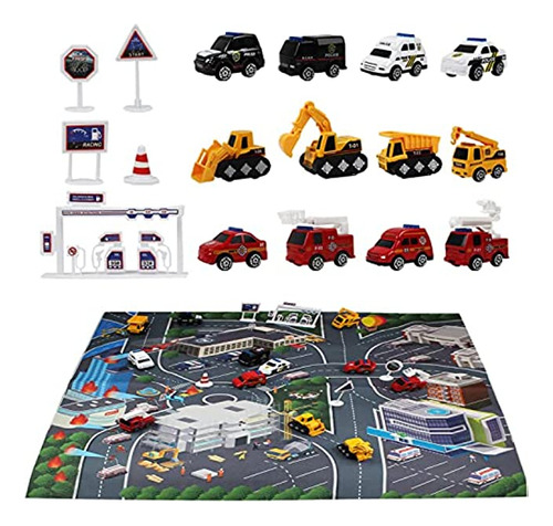 Diecast Cars Toy Sets,12 Pcs With Engineering Construction 