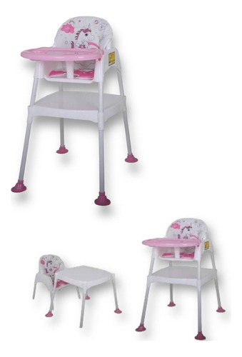 Silla Comedor 3 En 1 Bebé Multifuncional + Obsequio- Blanco