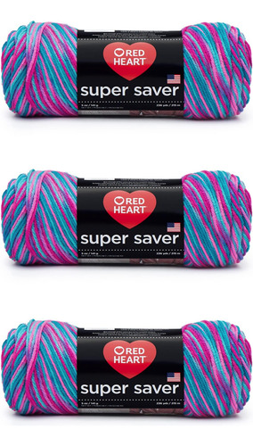 Lana Red Heart Super Saver, Paquete De 3, Estampado De Bombo