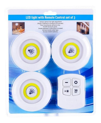 Set 3 Luces Led Inalámbricas Portátil Con Control Remoto