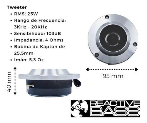 Set De Medios 6.5 Con Tweeters Open Show Reactive Bass 300w