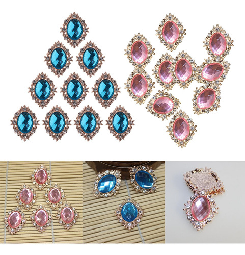 10pcs Rhinestone Flat Back Beads Button Scrapbook Embellment