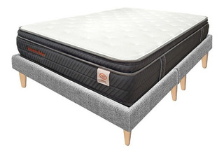 Colchón Firme Queen 160 Pedic Premium + Base Sif Color Gris