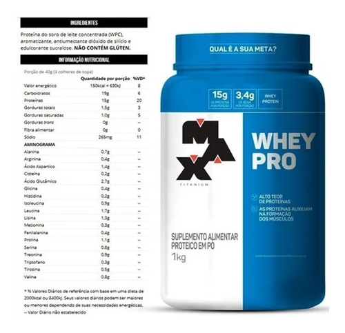 Kit 3x Whey Protein Pro Pote (1kg) - Max Titanium