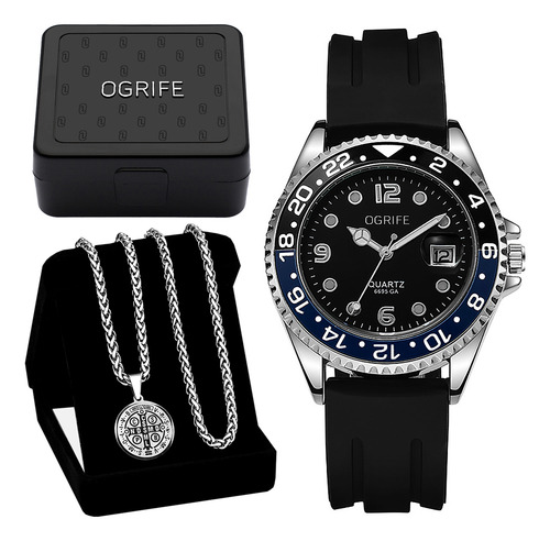 Relógio Corrente Masculino São Bento Prata Kit-81 Aço Inox