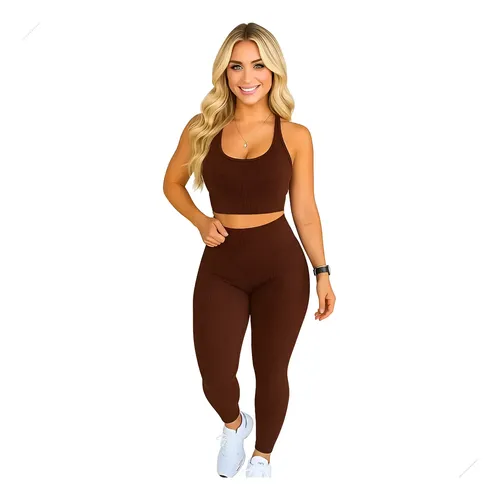 MLB 4045030911 Roupa De Academia Conjunto Moda Fitness Feminino Calca E Top JM