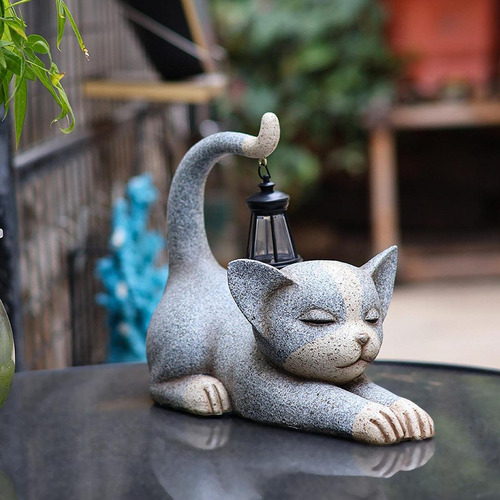 Estatua De Jardín Al Aire Libre De Gato, Regalo De Resina,