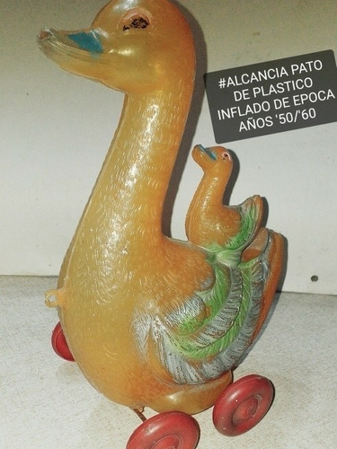 Alcancia Plastico Soplado Pato C/patito Años '50/ '60 Rara