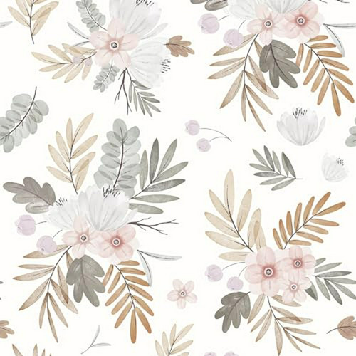 Papel Pintado Boho Hojas Otoño Removible 30 Sq.ft