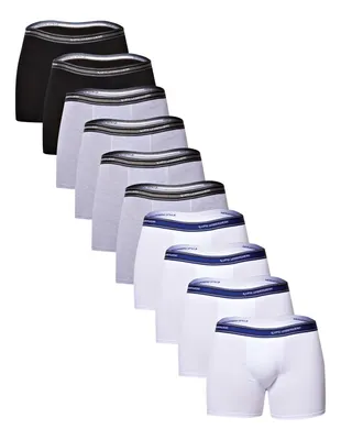 Kit 10 Cuecas Boxer Lupo Masculino Algodao Branco/cinza/preto Liso M