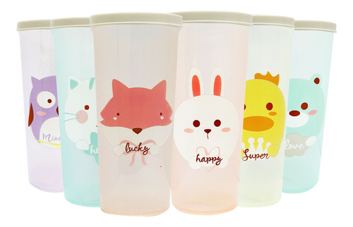 Pack 6 Vasos Entrenadores 250ml Para Bebé Diseño Infantil Animalitos