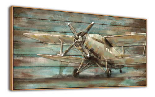 Arte De Pared De Avion Vintage Enmarcado, Diseno De Helice R