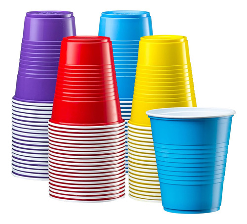 Vasos De Plástico Desechables 12 Oz Varios Colores 40 Ud