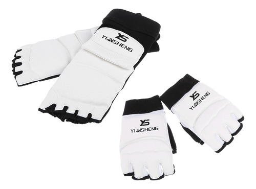 Protetores De Pé De Pu + Luvas De Meio Dedo Para Taekwondo
