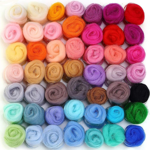 ,, 50 Colores Ovillo Lana Para Fieltro Agujas Y Manualidades